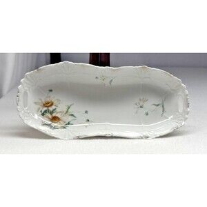 Weimar Germany Floral Relish Tray Daisy Celery Asparagus Serving Dish Antique